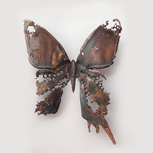 Copper foil and vitreous enamel butterfly
