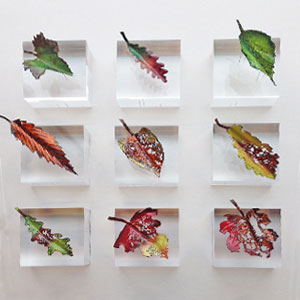 Copper and vitreous enamel leaves