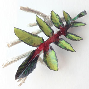 Copper and vitreous enamel leaf